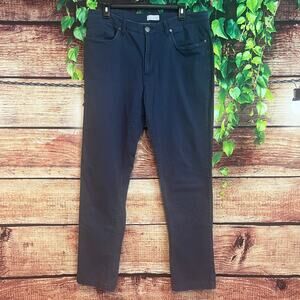 Hickey Freeman Stretch Cotton Pants Mens 36 X 32 Straight Leg Classic Navy Blue